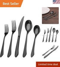 Elegant Matte Black Silverware Set - 20-Piece Stainless Steel Flatware for 4