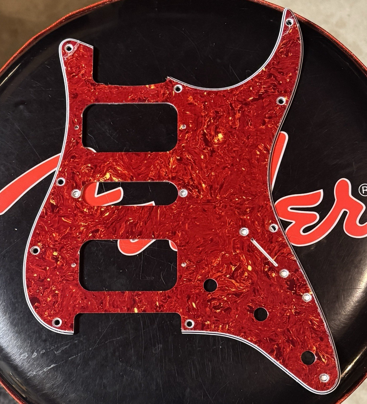 Fits Fender® Stratocaster USA/MIM Standard HSH 11-Hole 4-Ply Red Tortoise Shell