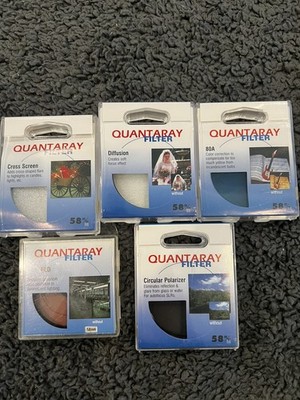 QUANTARAY Lot of 5 Lens Filters FLD, Circular, Diffusion, 80A, Cross Screen