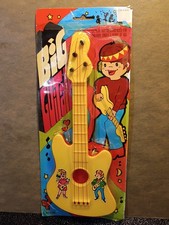 Vintage Toy Plastic Guitar 1970s 1980s Sealed On Card Hippie Hong Kong