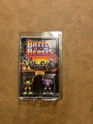 1987 BATTLE BEASTS Hasbro Series 1, Horny Toad &Sledgehammer Elephant Sealed MOC