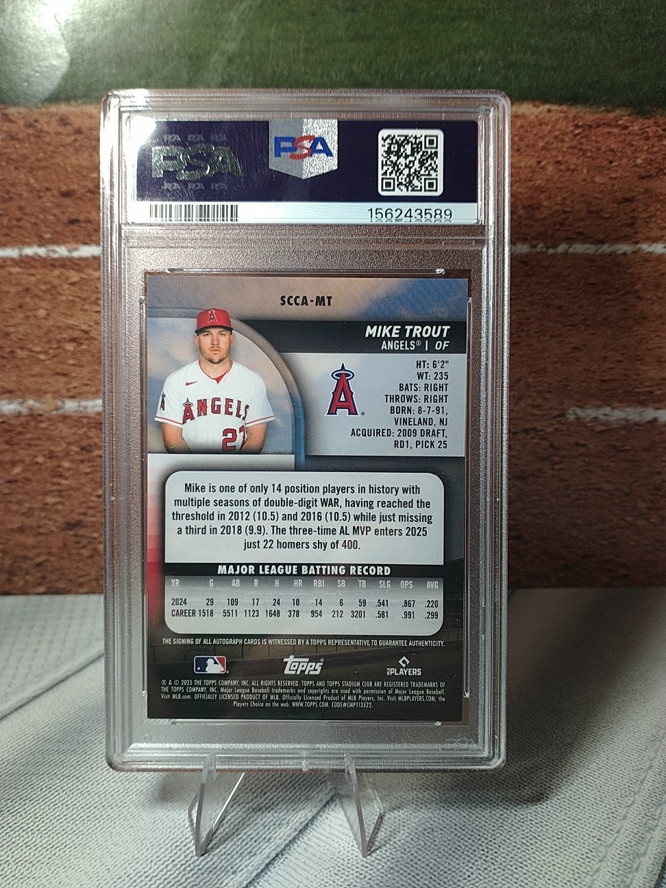 2025 Stadium Club Mike Trout Auto Chrome Turquoise Refractor 5/25 PSA 9🔥 POP 1 view 4