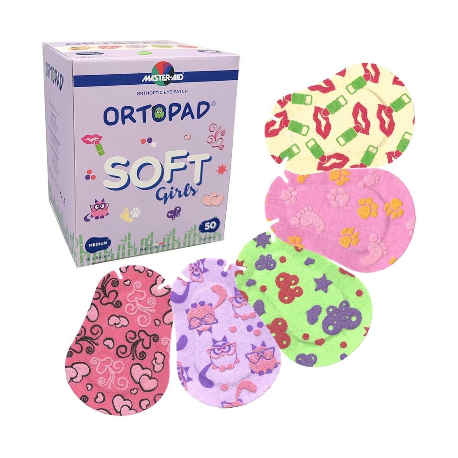 Ortopad® Soft Bamboo Girls Eye Patches, 50/Box (Medium Size, 2-4 yrs) Textu