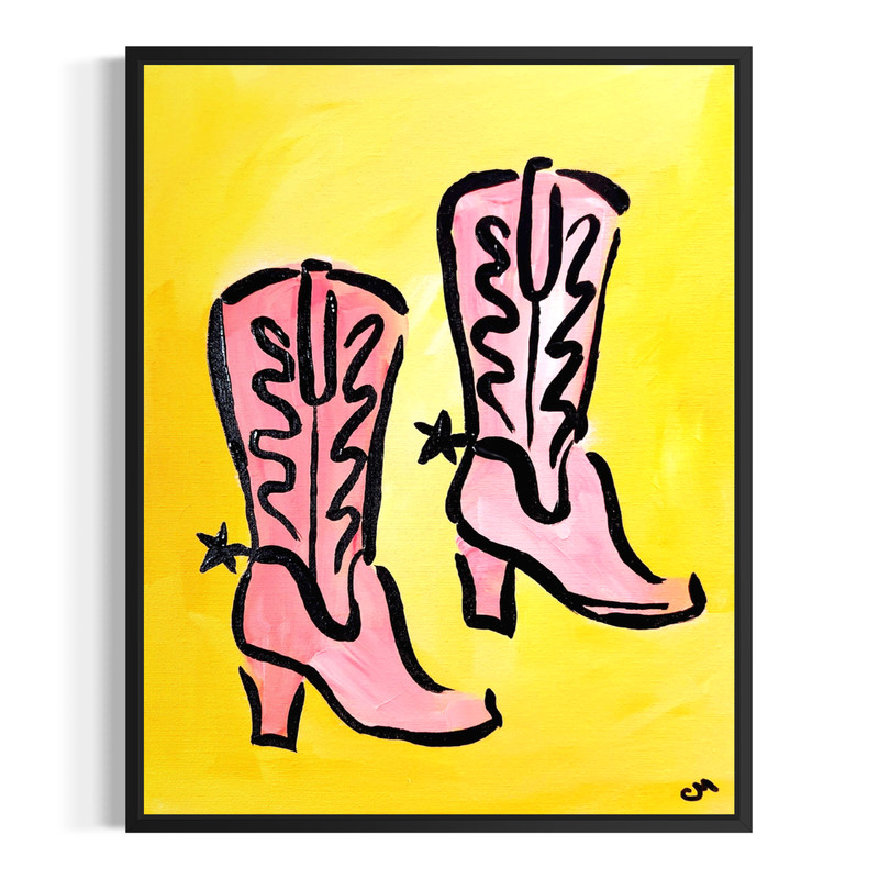 Abstract Canvas Cowboy Cowgirl Boots 11x14 Original Painting Wall Art Dorm room