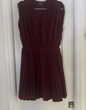 Express Pleated Mini Dress Burgundy Wine Size L