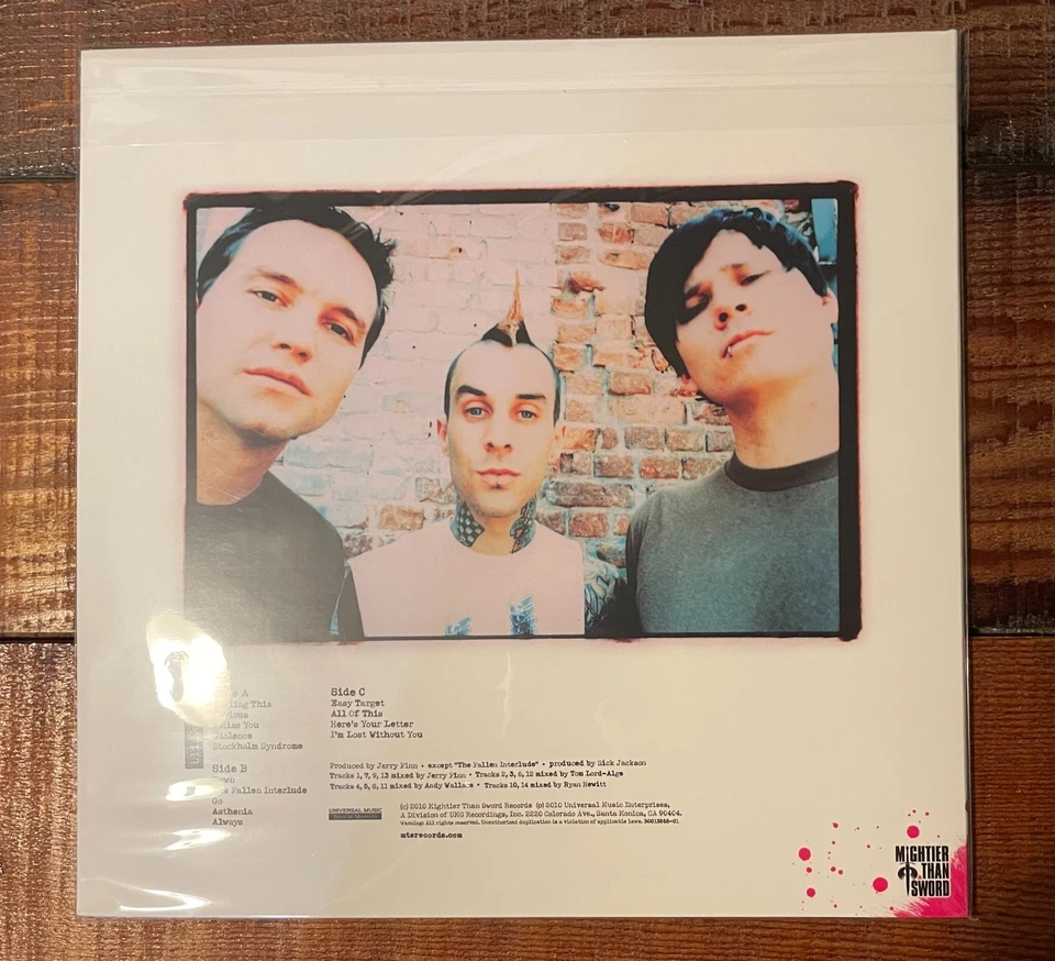 Blink-182 - Self Titled (2010 Hot topic exclusive) Pink & Green Swirl Smash 2xLP - Image 3 of 4