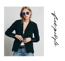 Free People Super Cool Structured Washed Black Blazer Military Jacket Sz: S