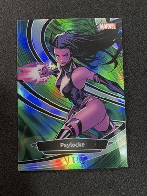 2025 Kakawow Marvel Aura AM-IGR-28 Psylocke Green Card Refractor 19/25 Good Art