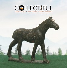 VINTAGE LEAD FIGURE - FARM ANIMAL - BLACK HORSE - ON BASE BEAUTY   1441