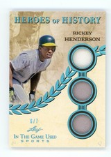 Leaf In the Game Used Sports Rickey Henderson Heroes of History Platinum Holo /7