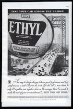 1934 Ethyl Gasoline vintage print AD &ldquo;Take Your Car Across the Bridge&rdquo;