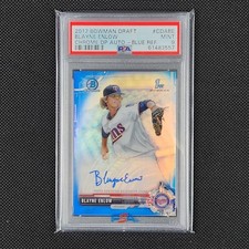 2017 Bowman Draft Chrome Blue Refractor Autograph #CDABE Blayne Enlow PSA MINT 9