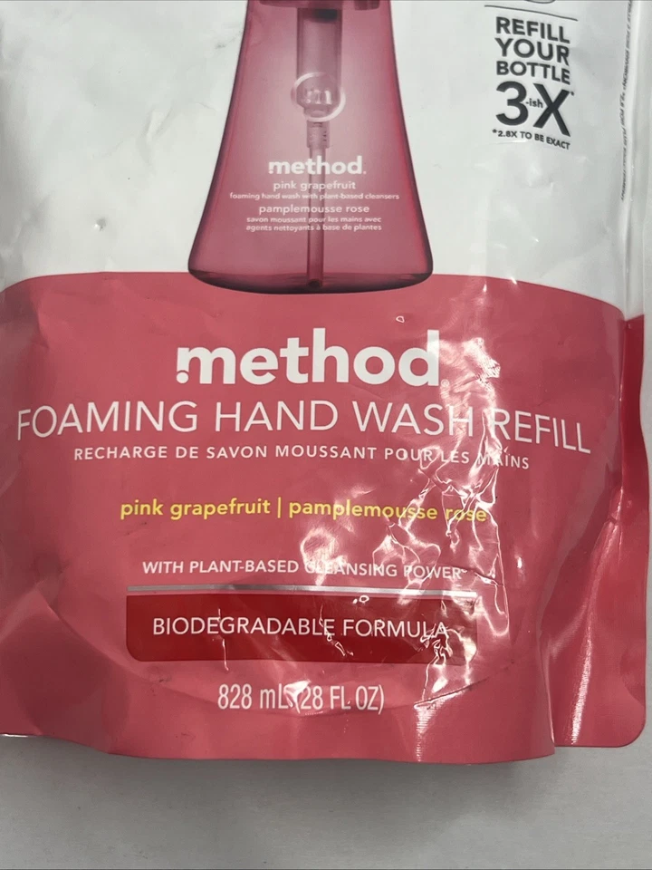 Recarga de jabón de manos espumoso Method, pomelo rosa, 28 oz. Nuevo sin abrir A 13 Foto 3 de 4