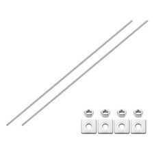 2Pcs M8x500mm Fully Threaded Rod Silver 304 Stainless Steel with Nuts & Washers
