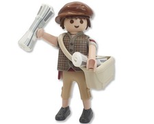 PLAYMOBIL FIGUR JUNGE VIKTORIANISCHER ZEITUNGSVERKÄUFER EPOCHE 1900 CUSTOM