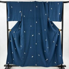 JAPANESE KIMONO FINE PATTERN INDIGO 157.5cm 5 ft 2 in PURE SILK BB6972