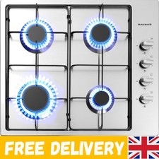 Efficient 4-Burner Gas Stove, 58cm with Piezo Ignition & Safety Features