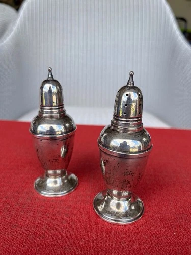 Reed & Barton Sterling Salt & Pepper Shakers/Glass Weighted  Reinforced #40