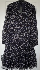 Women’s Dress Size 10 Kaleidoscope Navy Heart Print Long Sleeve New With Tags