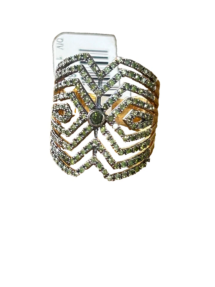 RAREZAS Anillo Tatuaje Carol Brodie 1 ctw Diamante Color Art Deco VERDE 7 nuevo con etiquetas Foto 4 de 4