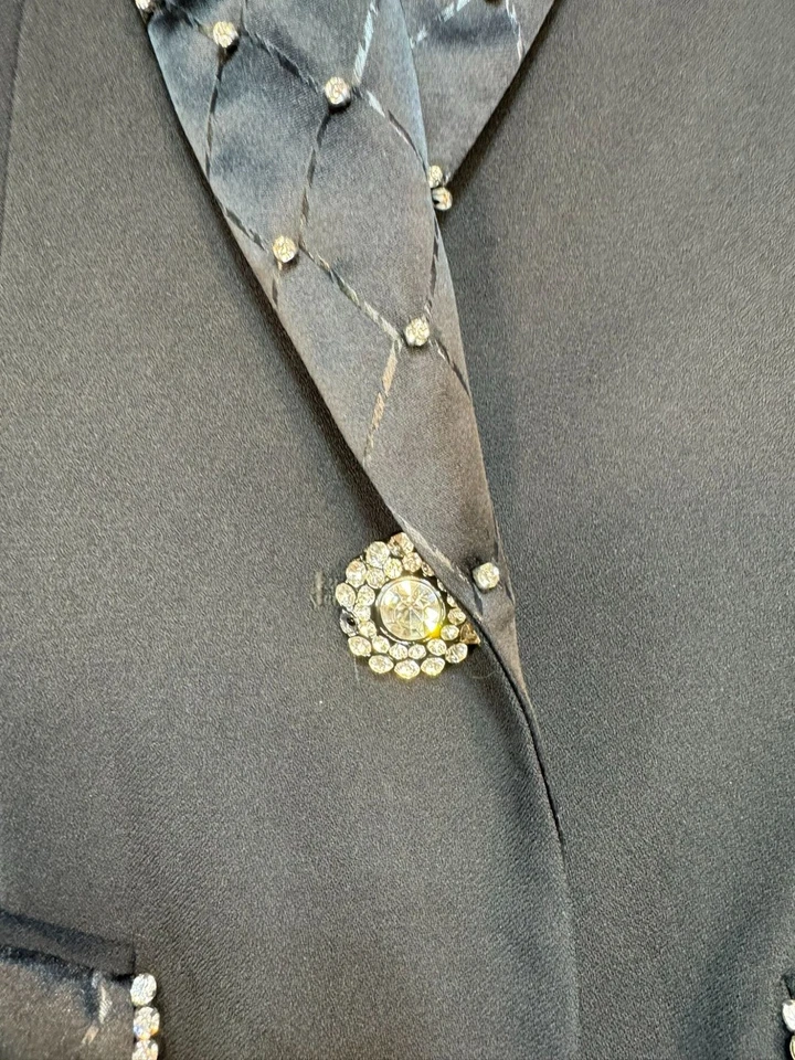 Conjunto de traje chaqueta y falda de noche para mujer St. Anthony talla 10 negro con cuentas  Foto 4 de 4