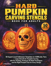 Hard Pumpkin Carving Stencils Book for Adults: 50 Expert-Level Halloween