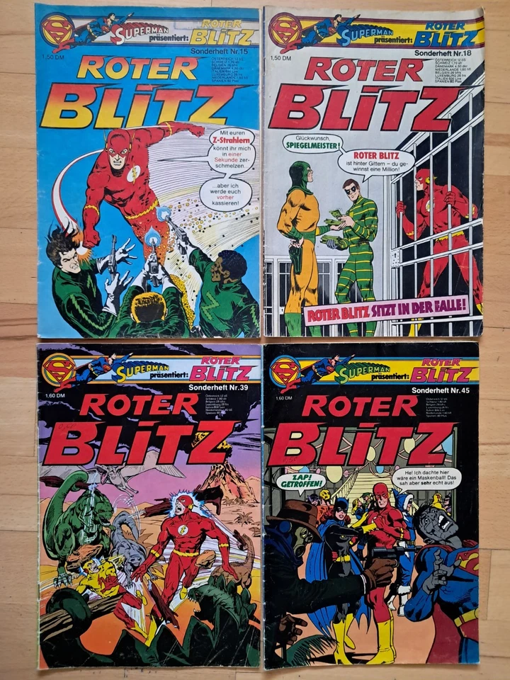 Superman präsentiert Roter Blitz Nr.15, 18, 39, 45 - Konvolut 4 Comichefte Ehapa - Bild 1 von 3