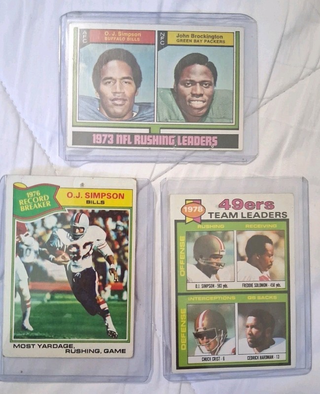 Lot Of 3 Topps Football Cards w/ OJ Simpson HOF