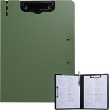 A4 Foldable Clipboard Folder With Double Metal Clips Pen Holder Green File Board