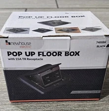 Pop-Up Floor Outlet Electrical Box Wood Sub Flooring 15Amp TR Duplex Black