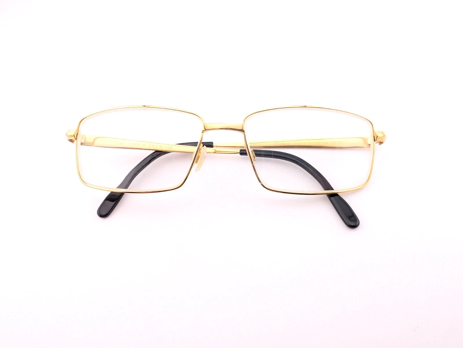 Cartier — Cartier Eyeglasses, Frames Only, 3139986  Gold, 56-18-140, Pure Titanium, France