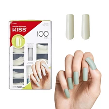 KISS 100 Tips False Press on Nail Kit, Curve Overlap Style, Long Length, Long