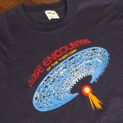Vintage 90s Close Encounters Of The Third Kind Flock T-Shirt Flying Saucer Tee