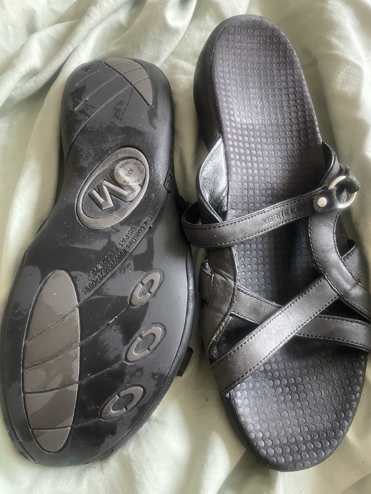 MERRELL Jasmine sandali neri slip on con cinturino taglia 10 ottimi usati