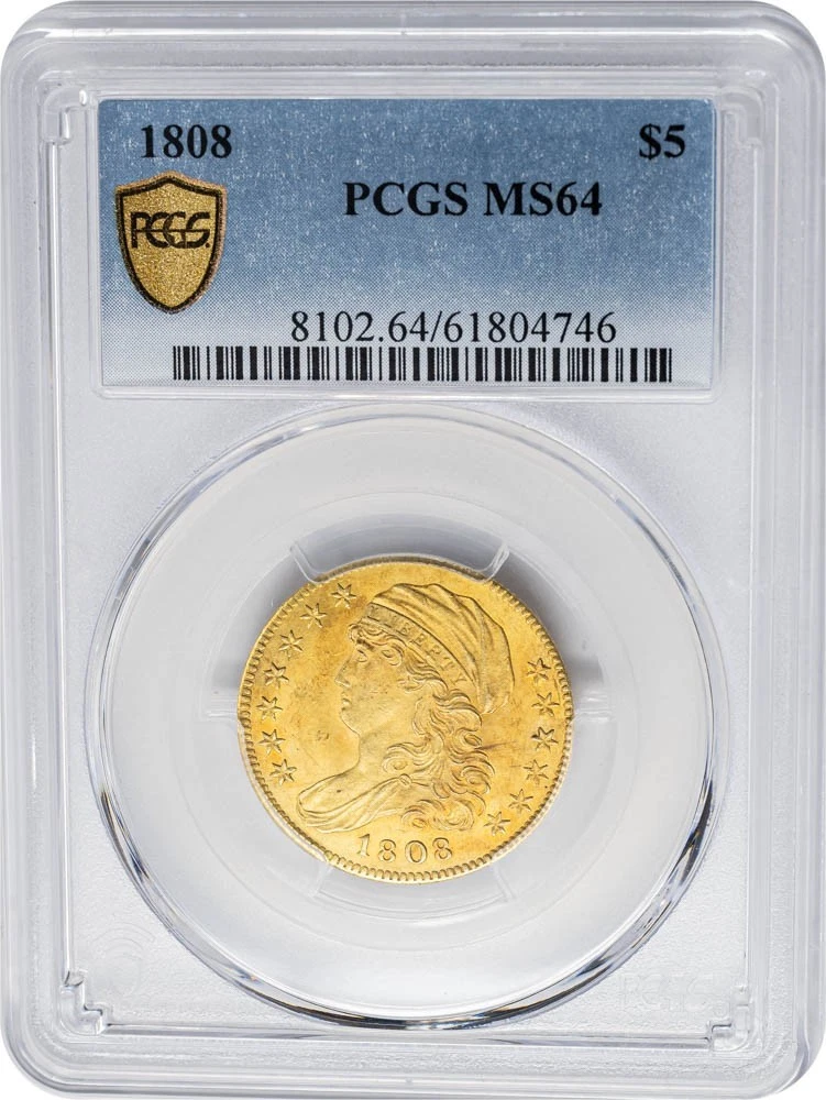 1808 $5 Gold Capped Bust MS64 Secure PCGS 949479-2