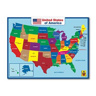 United State Map Laminated Poster -Double Side Educational Poster For  