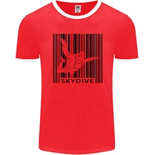 Skydiving Barcode Skydive Skydiver Freefall Mens Ringer T-Shirt FotL