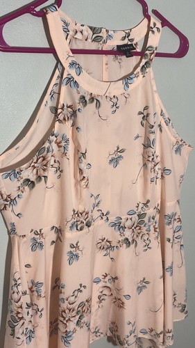 Top sin mangas Torrid para mujer 0 rosa floral sin mangas cintura peplum - Imagen 2 de 12