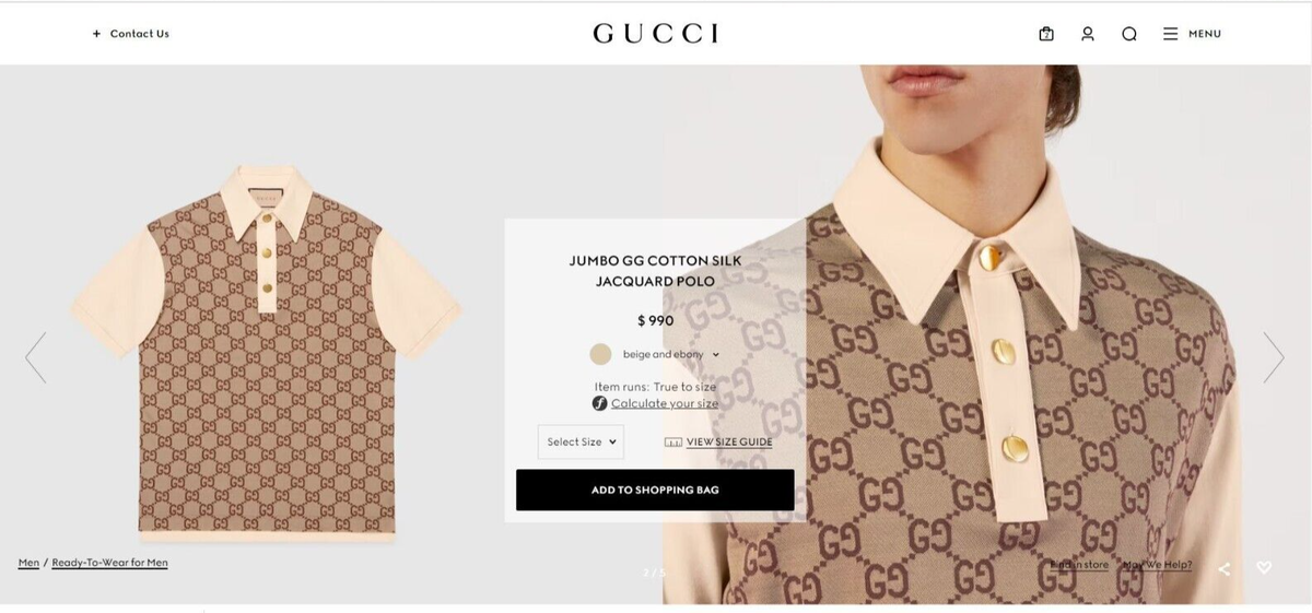 Gucci Men's Light Jumbo GG Cotton Silk Jacquard Polo Shirt Gucci Men's Light Jumbo GG Cotton Silk Jacquard Polo Shirt