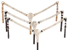 Western Saddle Silver Ferrule & Leather Show Breastcollar - Black, DK or LT Oil