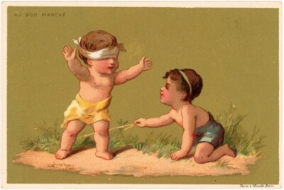 Hide & Go Seek  antique French Trade Card ''Au Bon Marché'' Store Paris