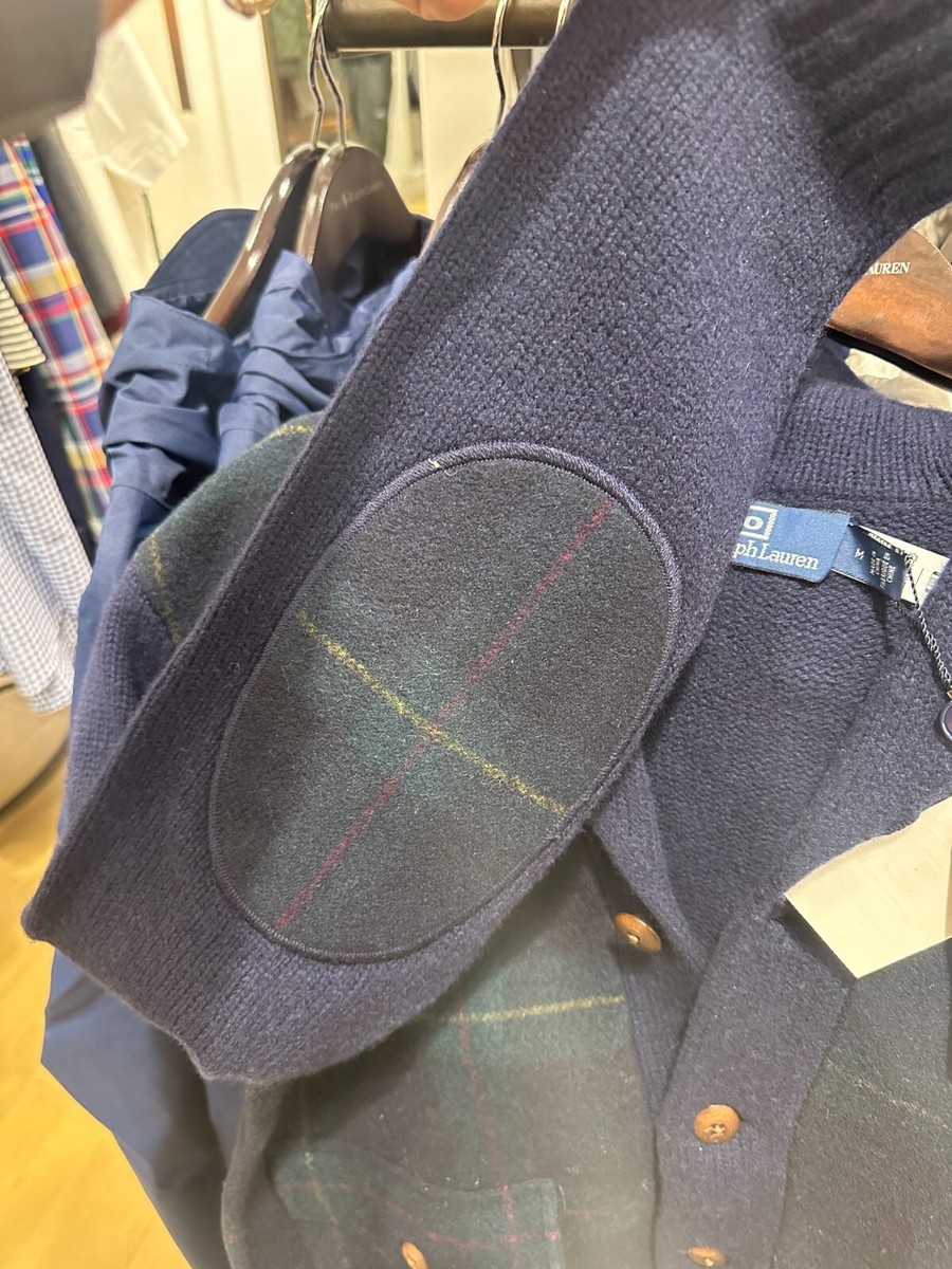 Polo Ralph Lauren The Polo Tartan Wool Cardigan Navy Green Size M