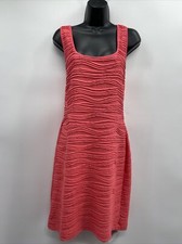 Women's Guess Coral Textured Midi Bodycon Sleeveless Ribbed Dress size 14