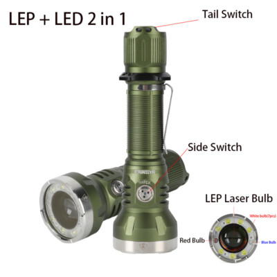 Torcia Tattica LEP LED 2-in-1 MATEMINCO FW3 - 1300 Metri Di Portata (Punto Laser + Alluvione) Ricaricabile