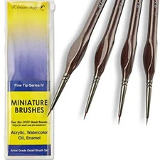 Micro Paint Brush Detail Set - Ultra Fine Tip Thin Paintbrush  Assorted Styles 