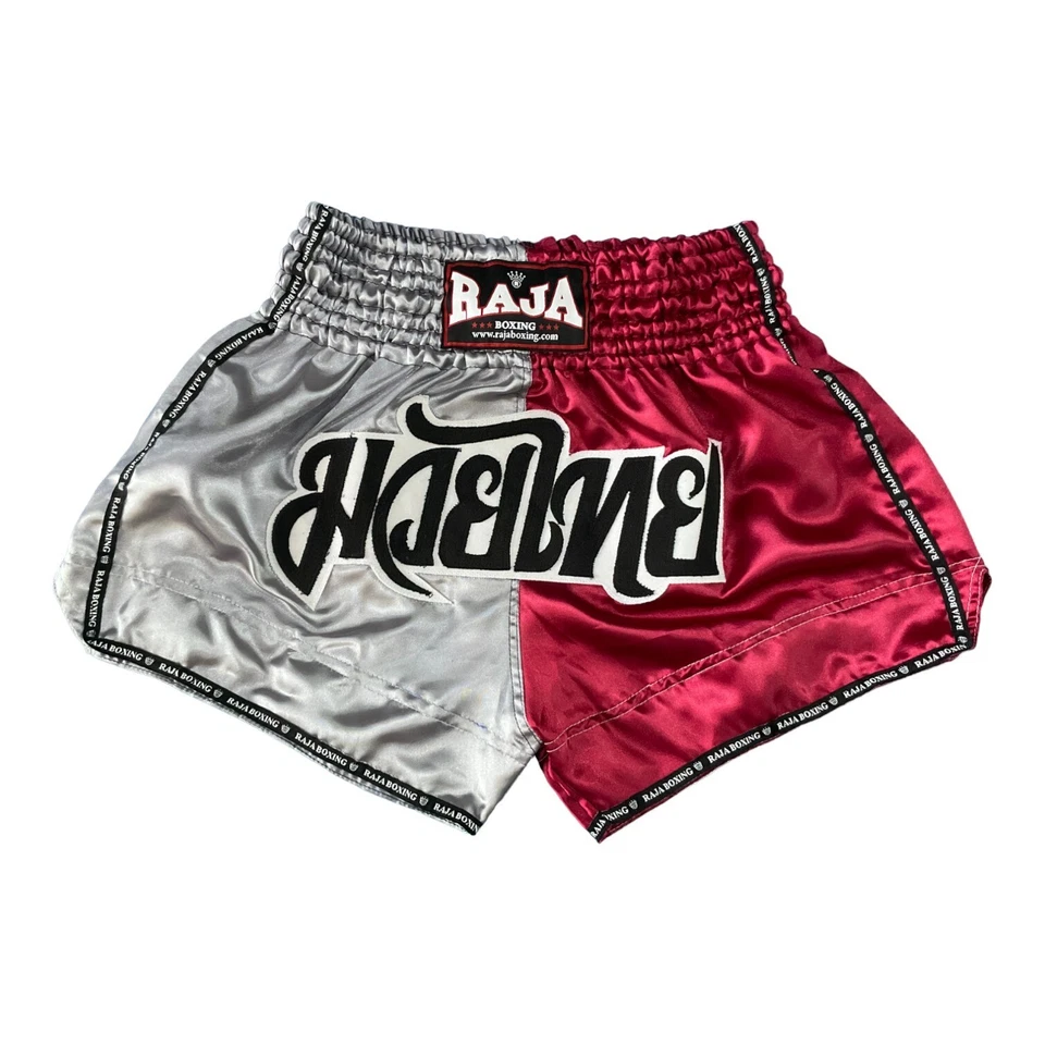 RAJA Boxing Muaythai shorts Two Tone Double Color Satin Trunks MMA Fight Kick - Image 2 of 4