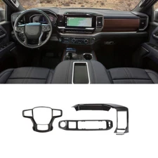 Center Console Interior Dash Cover Trim Kit For Chevy Silverado 22+ Carbon Fiber