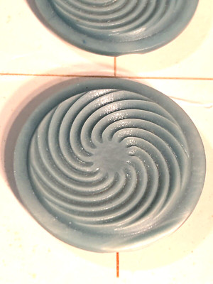 VTG 2 Le Chic Plastic Buttons Large Lt Blue Hypnotic Textured Self Shank 1-1/8''