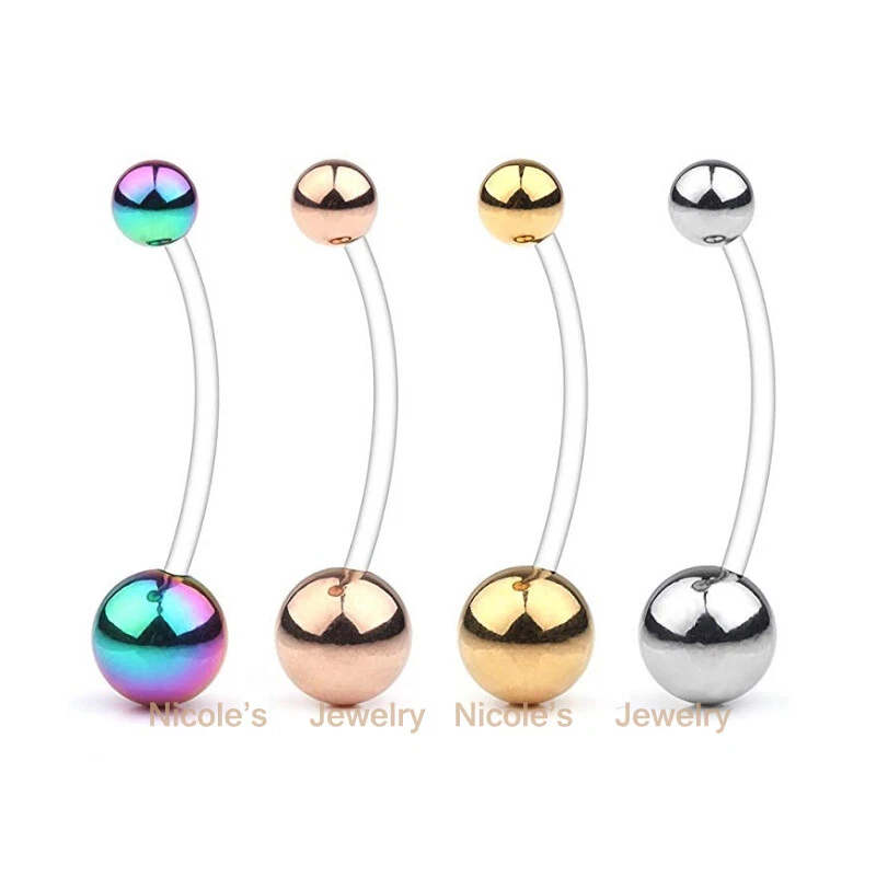 14g Soft Flexible Bioplast Pregnancy Belly Bar Navel Ring