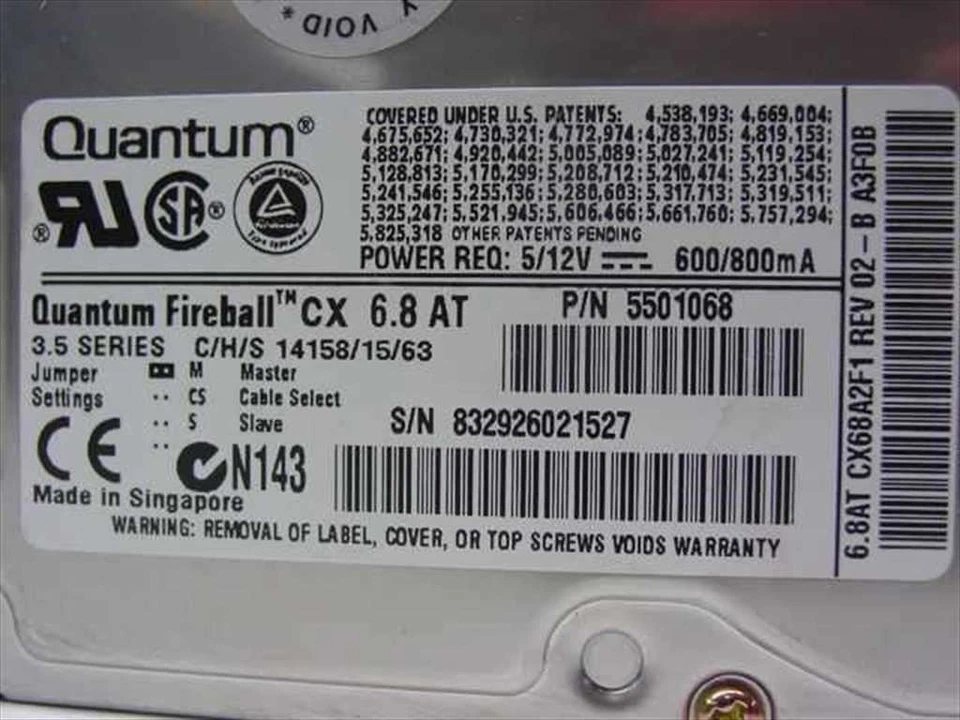 Gateway 5501068 6.4GB 3.5" IDE Hard Drive - Quantum 6.4AT - Image 3 of 3